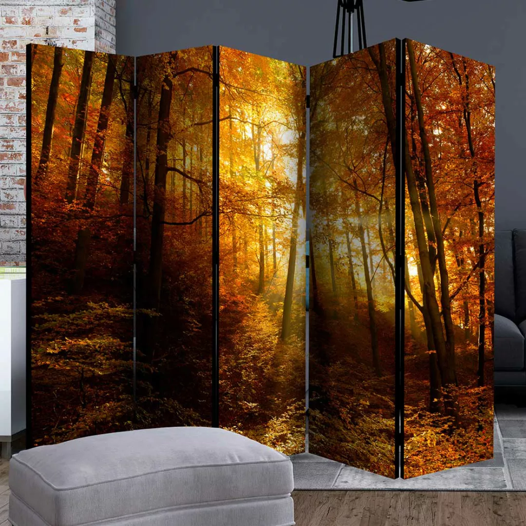 Herbstmotiv Paravent im Landhausstil Leinwand und Holz günstig online kaufen