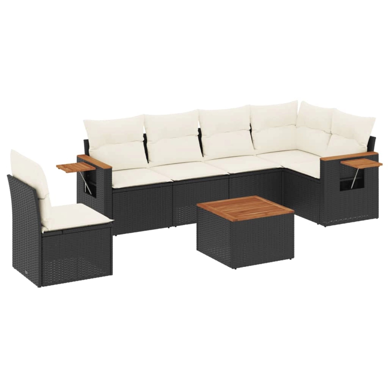vidaXL 7-Tlg Garten-Sofagarnitur mit Kissen Schwarz Poly Rattan 3226861 günstig online kaufen