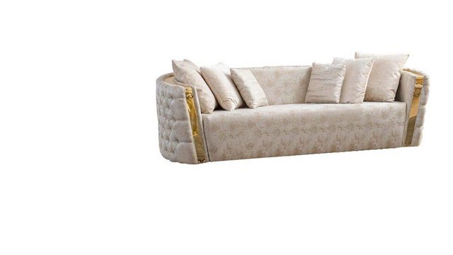 JVmoebel Sofa Chesterfield Beige Wohzimmer Sofas Edelstahl 3-Sitzer Luxus 1 günstig online kaufen