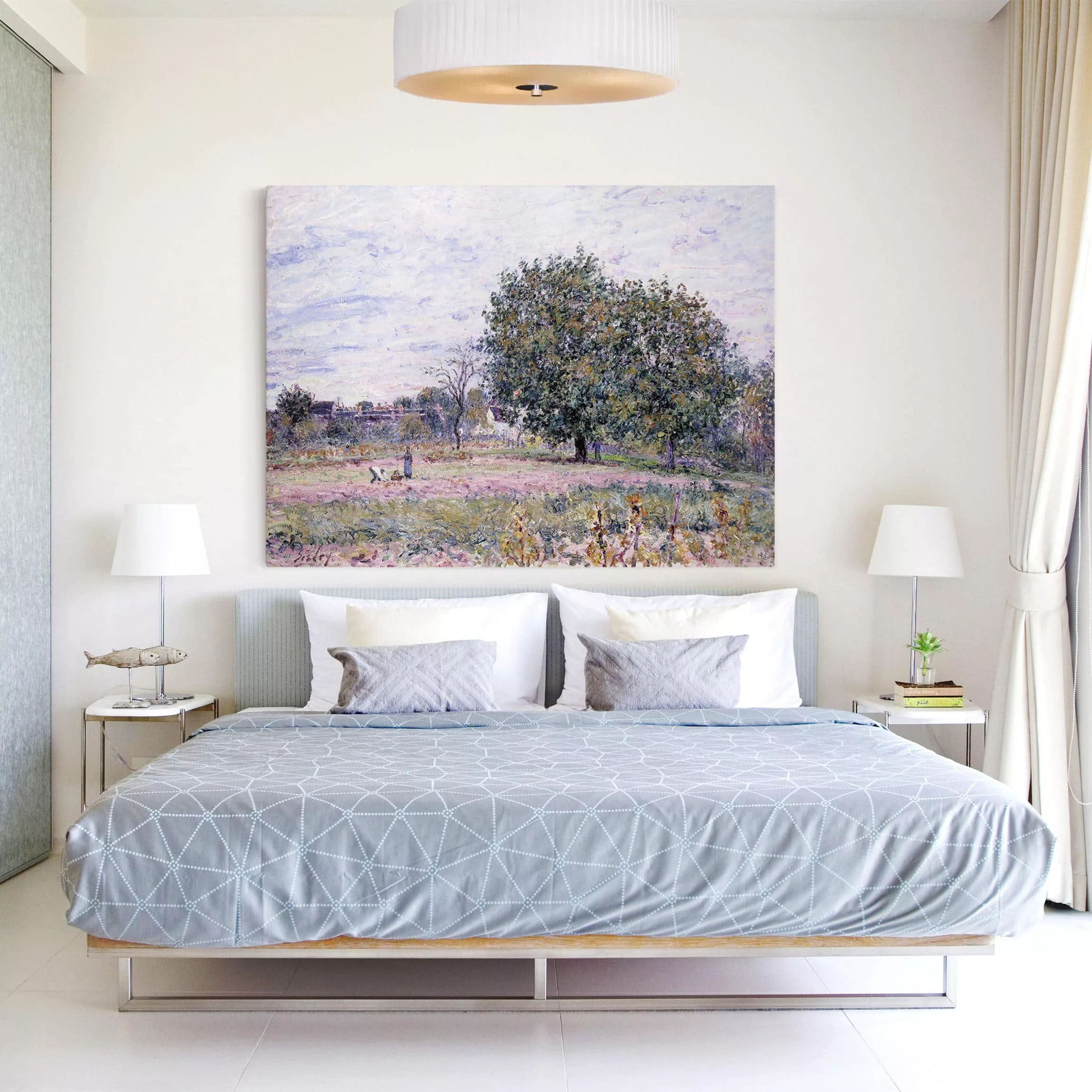 Leinwandbild Kunstdruck - Querformat Alfred Sisley - Walnussbäume im Abendl günstig online kaufen
