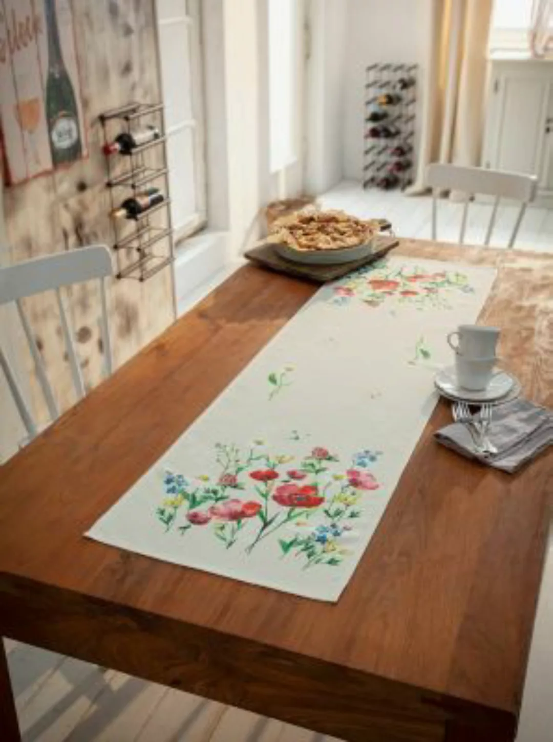 HOME Living Tischläufer SPAR-SET 2x Landblumen Tischläufer beige günstig online kaufen