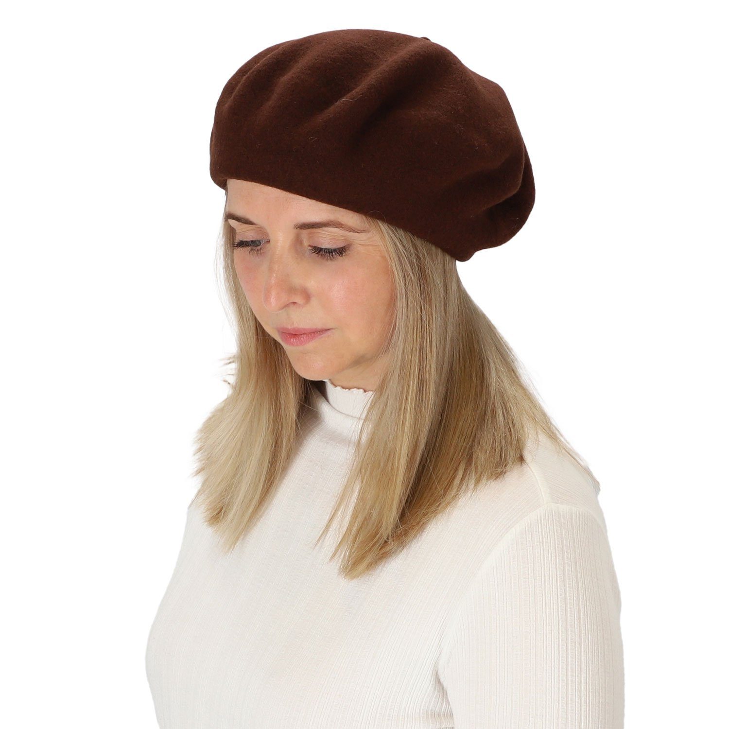 halsüberkopf Accessoires Baskenmütze Filzbaske aus reinem günstig online kaufen