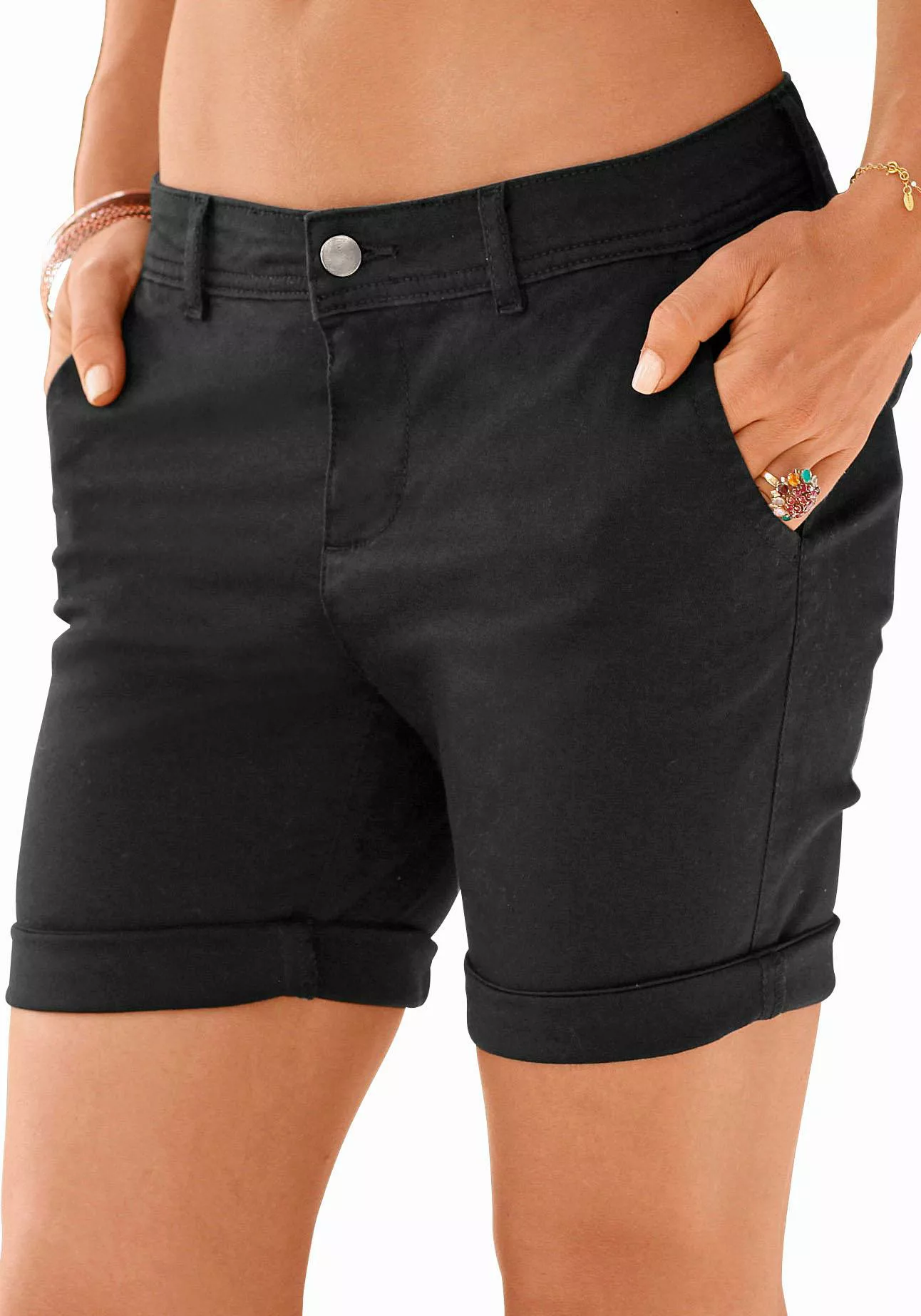 LASCANA Bermudas zum Krempeln, aus elastischer Baumwolle, kurze Hose, Short günstig online kaufen