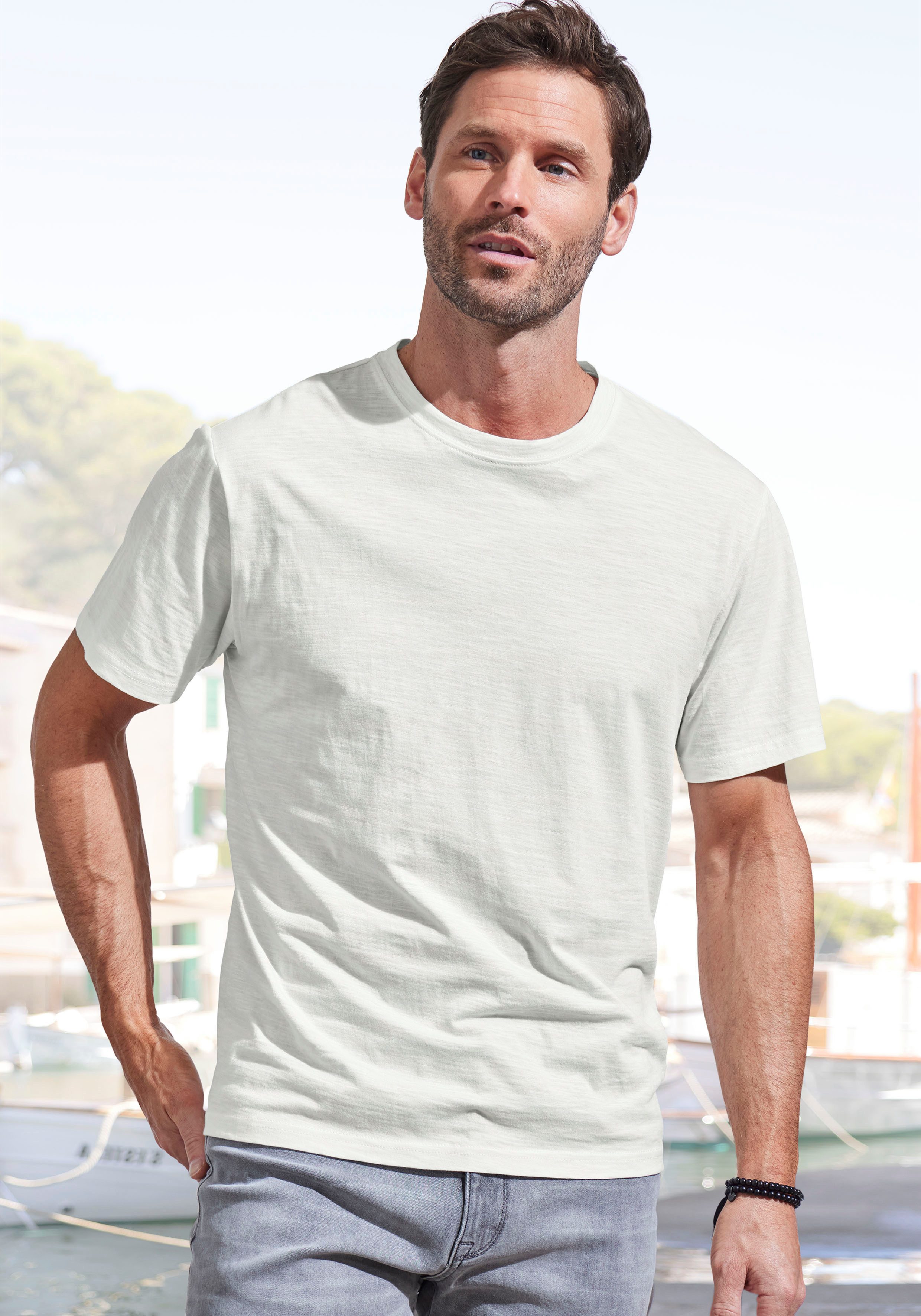 John Devin T-Shirt "mit Slub-Garn Struktur", aus leichter, strukturierter B günstig online kaufen