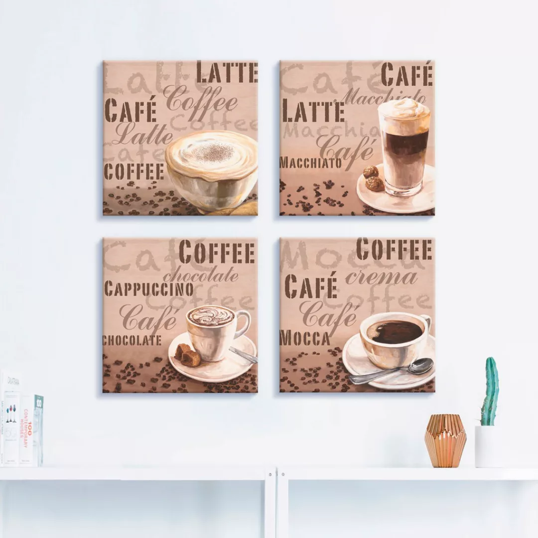 Artland Leinwandbild "Milchkaffee Latte MacchiatoChocolate", Getränke, (4 S günstig online kaufen