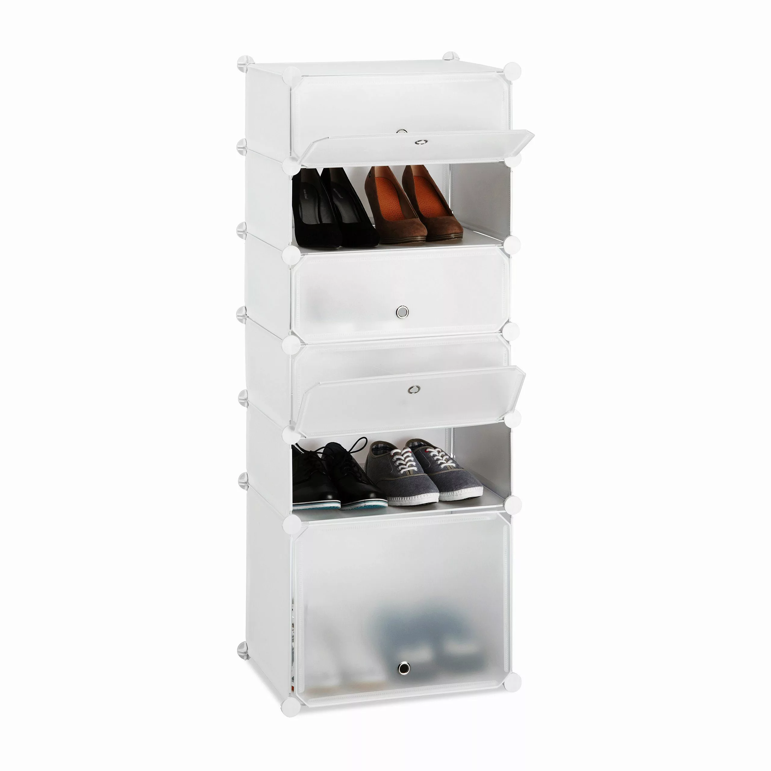 relaxdays Schuhregal Kunststoff 6 Fäch, Weiß günstig online kaufen