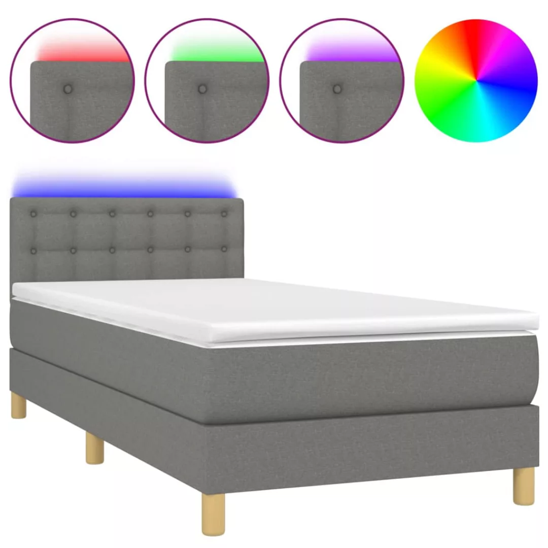 Vidaxl Boxspringbett Mit Matratze & Led Dunkelgrau 100x200 Cm Stoff günstig online kaufen