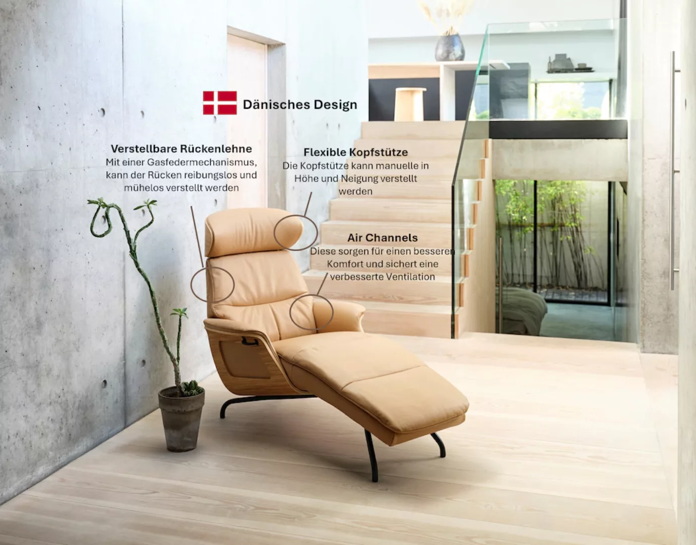 FLEXLUX Loungesessel "Clement Chaislongue, Relaxstuhl, Liegesessel,", Rücke günstig online kaufen