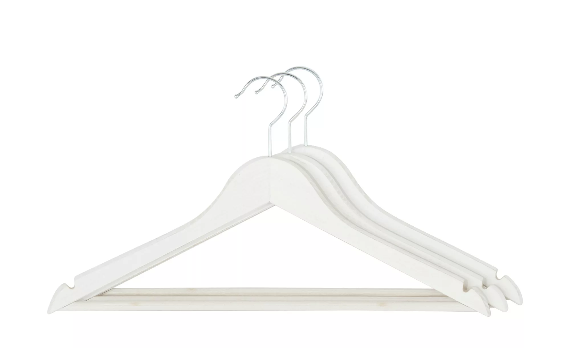 Kleiderbügel, 3er-Set - weiß - Holz - Aufbewahrung > Wäscheaufbewahrung - M günstig online kaufen