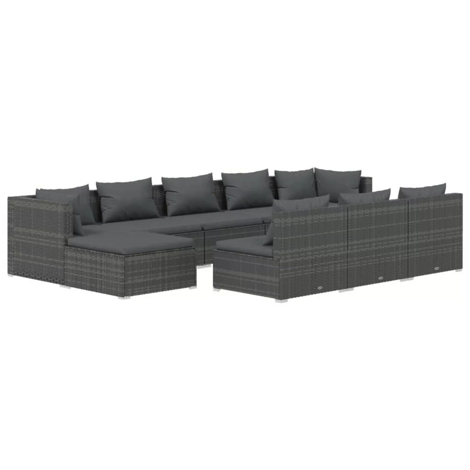 Vidaxl 10-tlg. Garten-lounge-set Mit Kissen Grau Poly Rattan günstig online kaufen