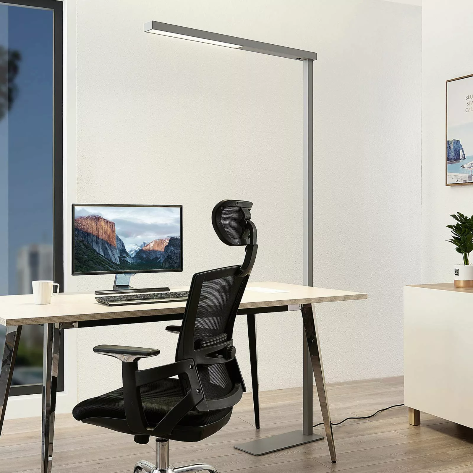 LED-Büro-Stehleuchte Tamilo, silber günstig online kaufen