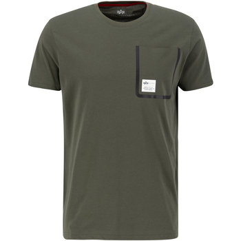 Alpha Industries  T-Shirts & Poloshirts Label Pocket T-Shirt - dark olive günstig online kaufen