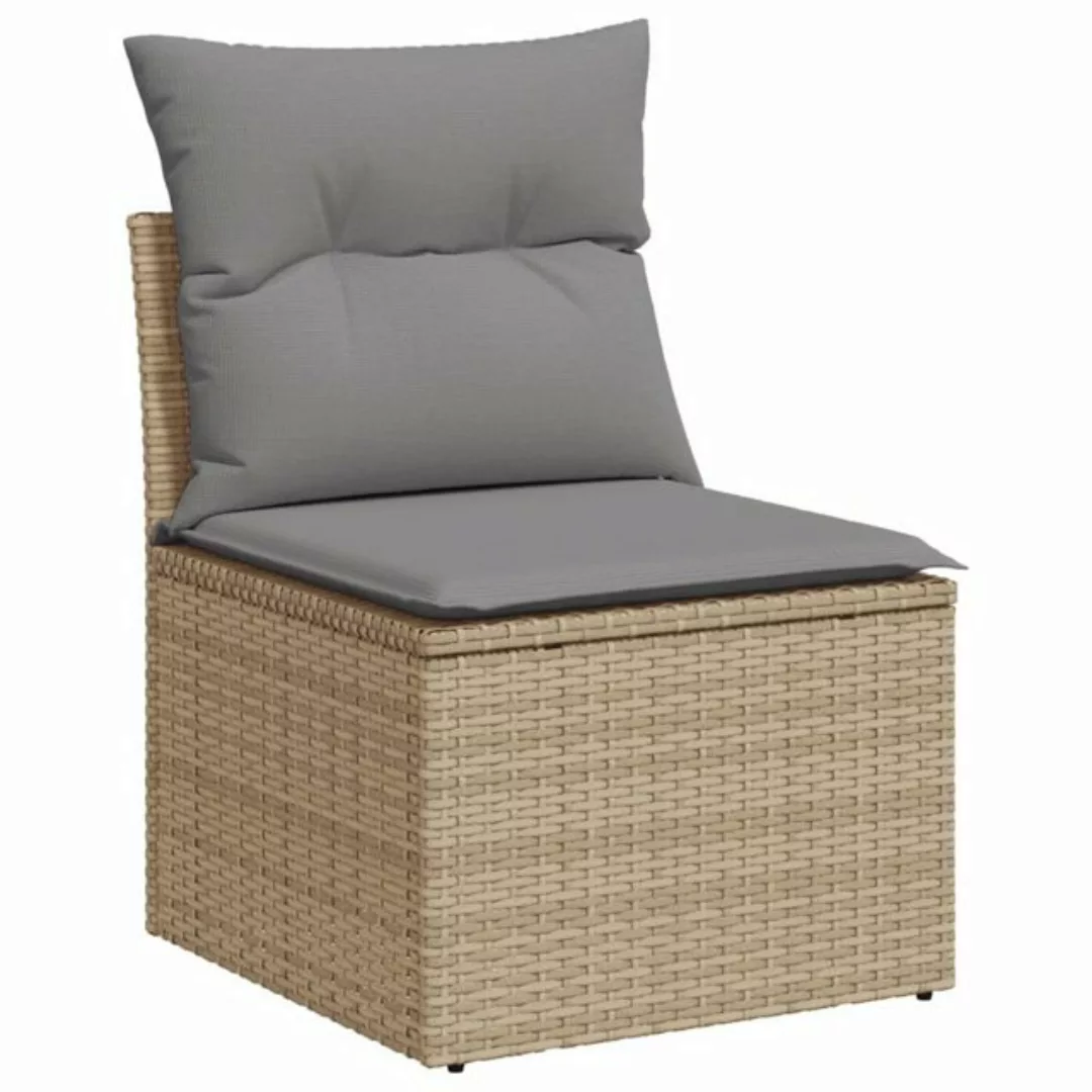 vidaXL Sofa, Gartensofa ohne Armlehnen mit Kissen Beige Poly Rattan günstig online kaufen