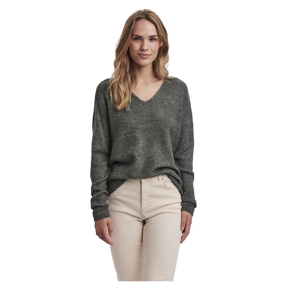 Vero Moda Crew Lefile V-ausschnitt Pullover XS Balsam Green / Detail Melang günstig online kaufen