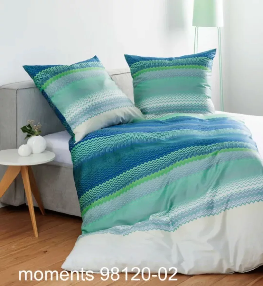 Janine Janine Mako-Satin Bettwäsche moments 98120 blau türkis Größe:  135x2 günstig online kaufen