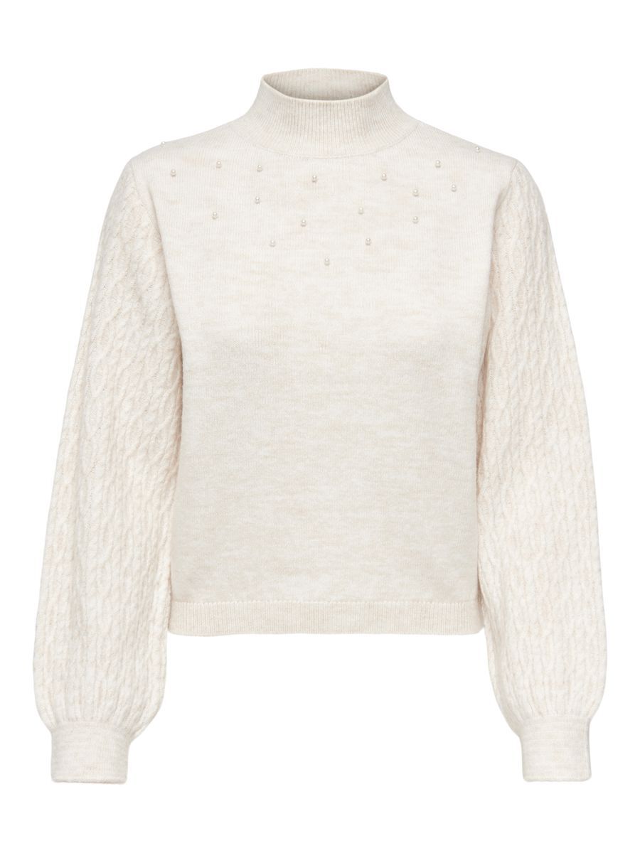 ONLY Zopfmuster Strickpullover Damen Beige günstig online kaufen