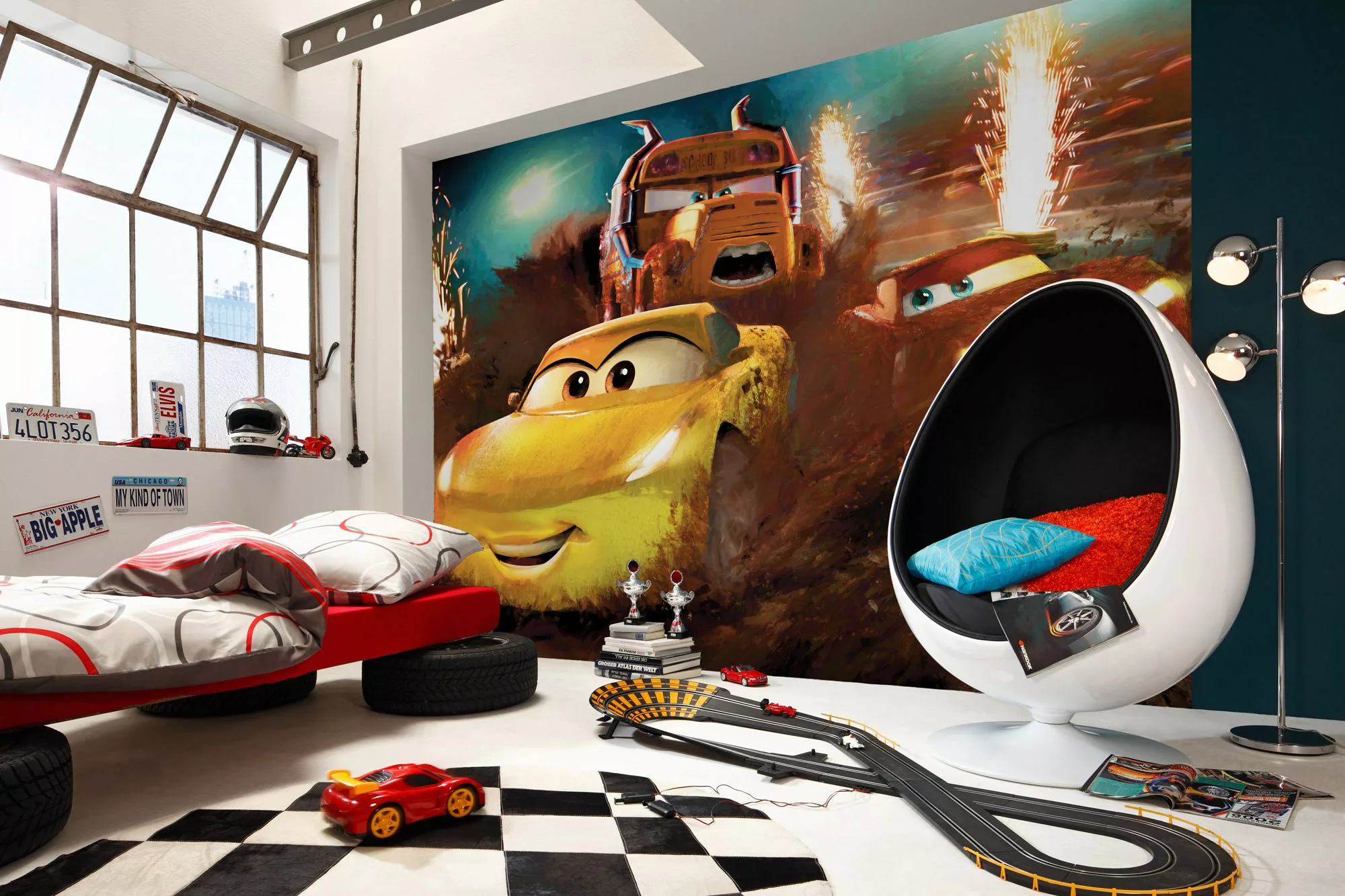 Disney Fototapete Cars Gelb Rot und Blau 350 x 250 cm 612108 günstig online kaufen