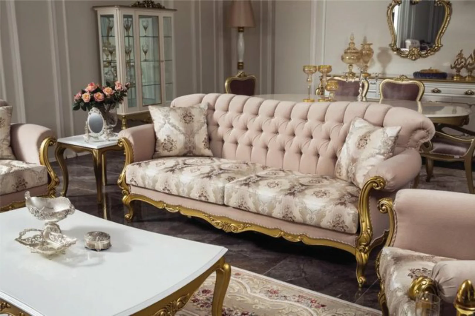 JVmoebel Sofa Klassischer Rosa Dreisitzer Chesterfield Design Neue Möbel, M günstig online kaufen