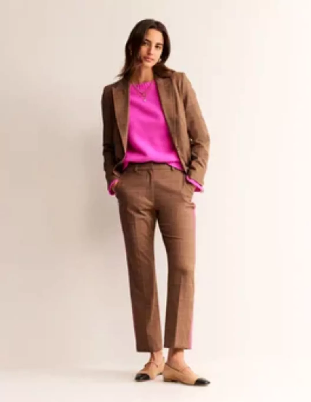 Kew Karierte Hose mit seitlichen Streifen Damen Boden, Braun und Pink karie günstig online kaufen