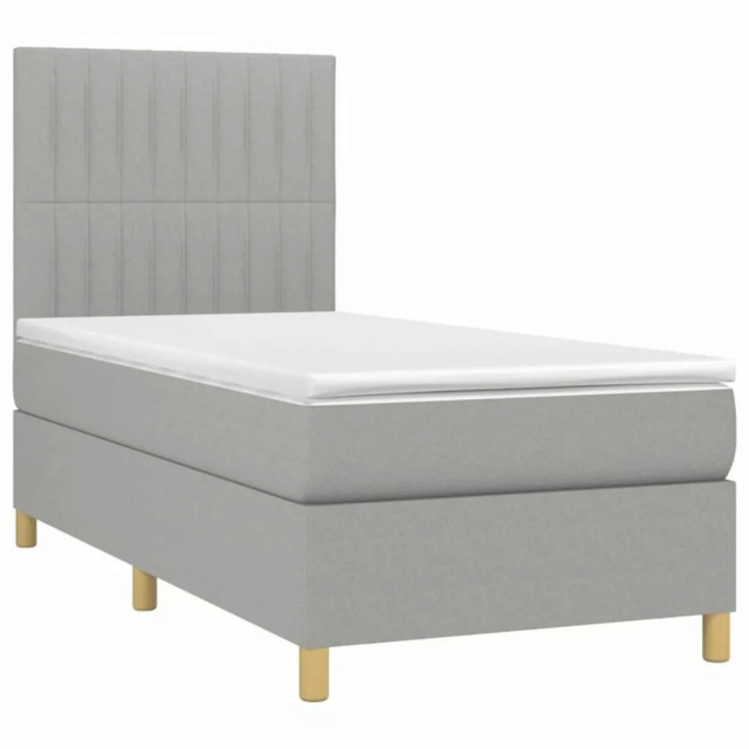 vidaXL Boxspringbett Boxspringbett mit Matratze Hellgrau 80x200 cm Stoff Be günstig online kaufen