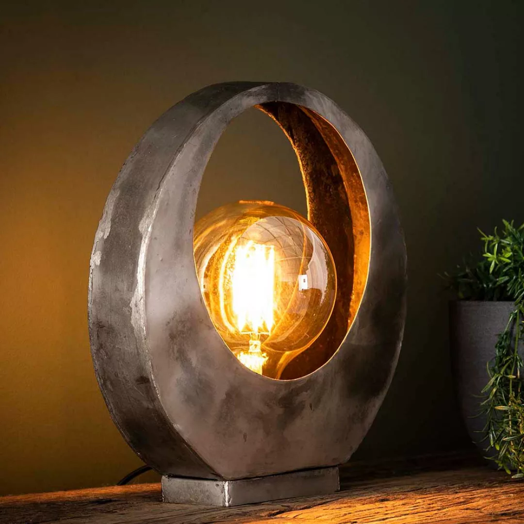 Design Tischlampe in Altsilberfarben Metall günstig online kaufen