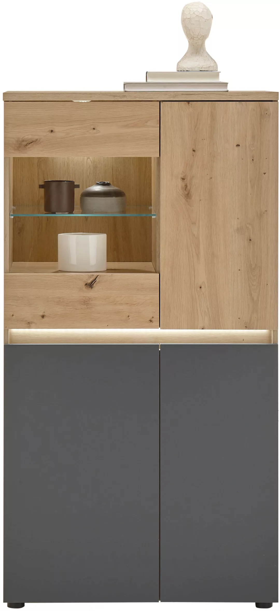 HBZ Highboard "Lille", (1 St.), mit LED-Beleuchtung, Wohnzimmerschrank in E günstig online kaufen