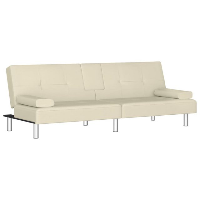 vidaXL Schlafsofa, Sofa mit Getränkehaltern Creme Kunstleder günstig online kaufen