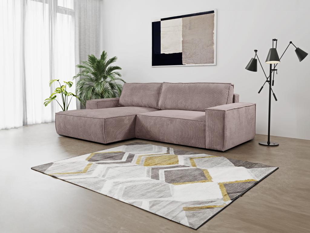 Ecksofa mit Schlaffunktion - Ecke Links - Cord - Hellviolett - AMELIA günstig online kaufen