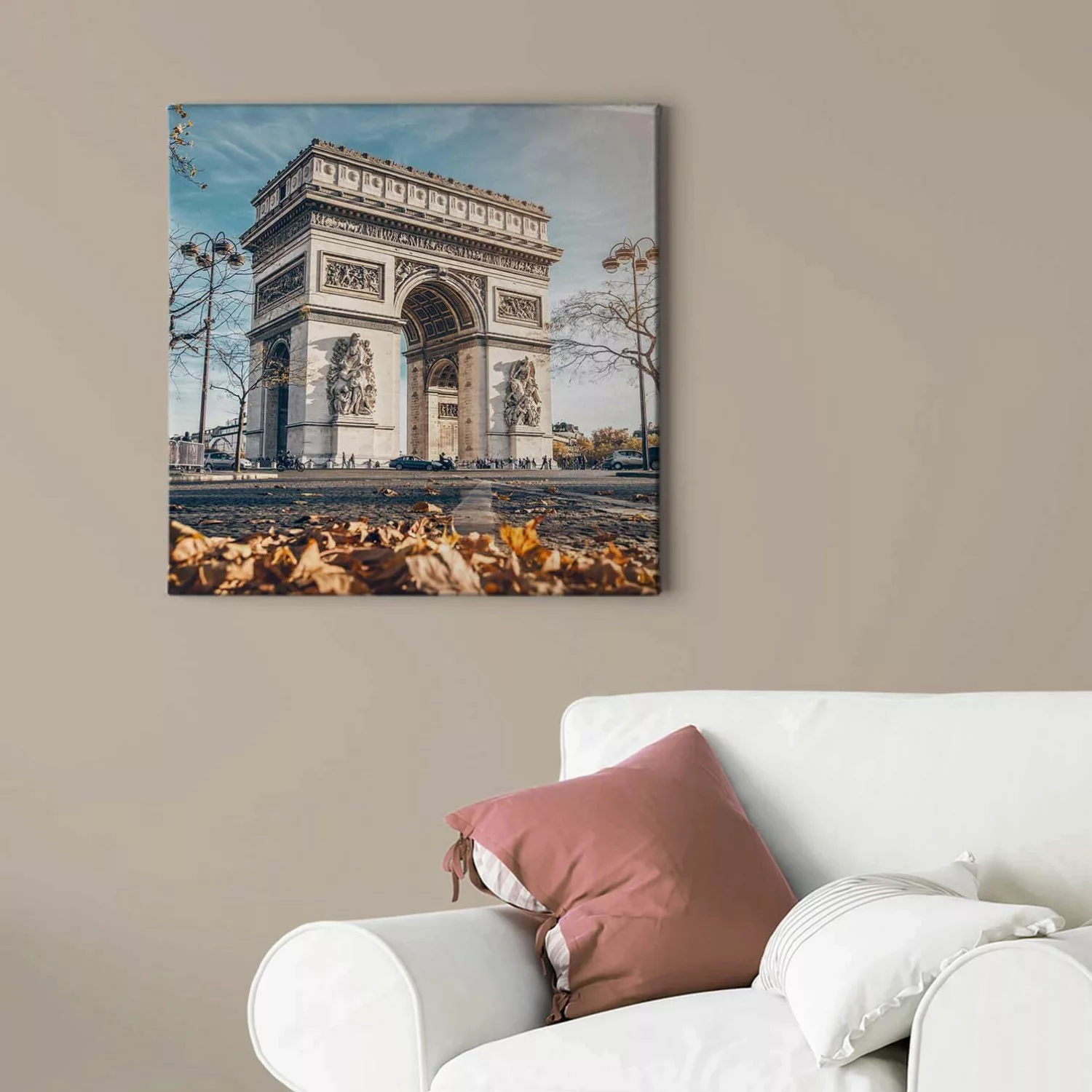 Bricoflor Arc De Triomphe Bild Paris Leinwand Mit Herbstlaub Ideal Für Wohn günstig online kaufen