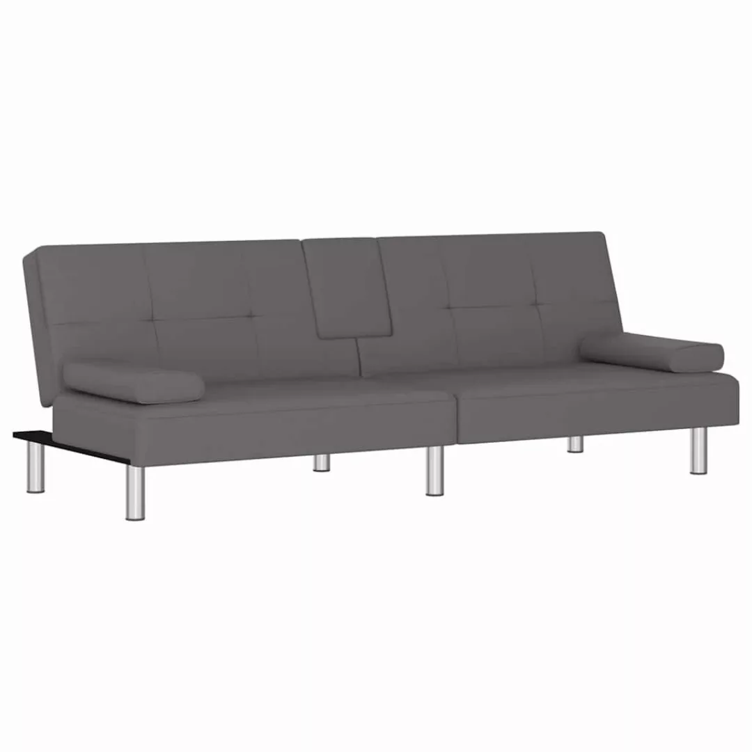 vidaXL Sofa Schlafsofa mit Getränkehaltern Grau günstig online kaufen