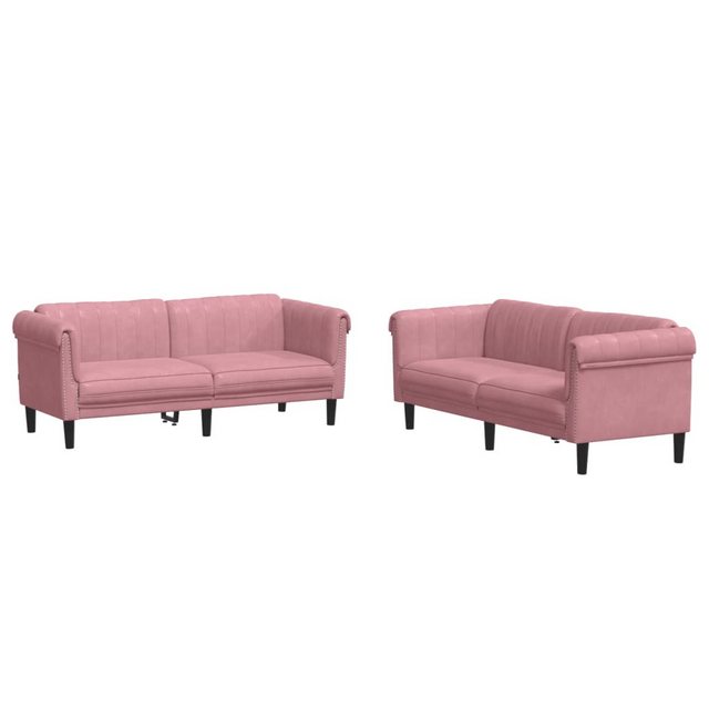 vidaXL Sofa, 2-tlg. Sofagarnitur Rosa Samt günstig online kaufen