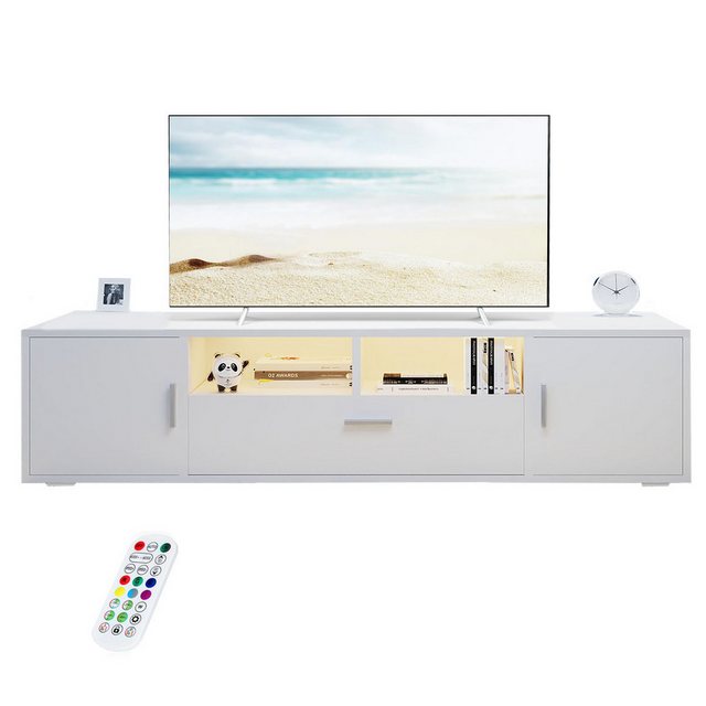 LETGOSPT TV-Schrank LED Fernsehschrank 160 cm, Hochglanz Lowboard mit 3 gro günstig online kaufen