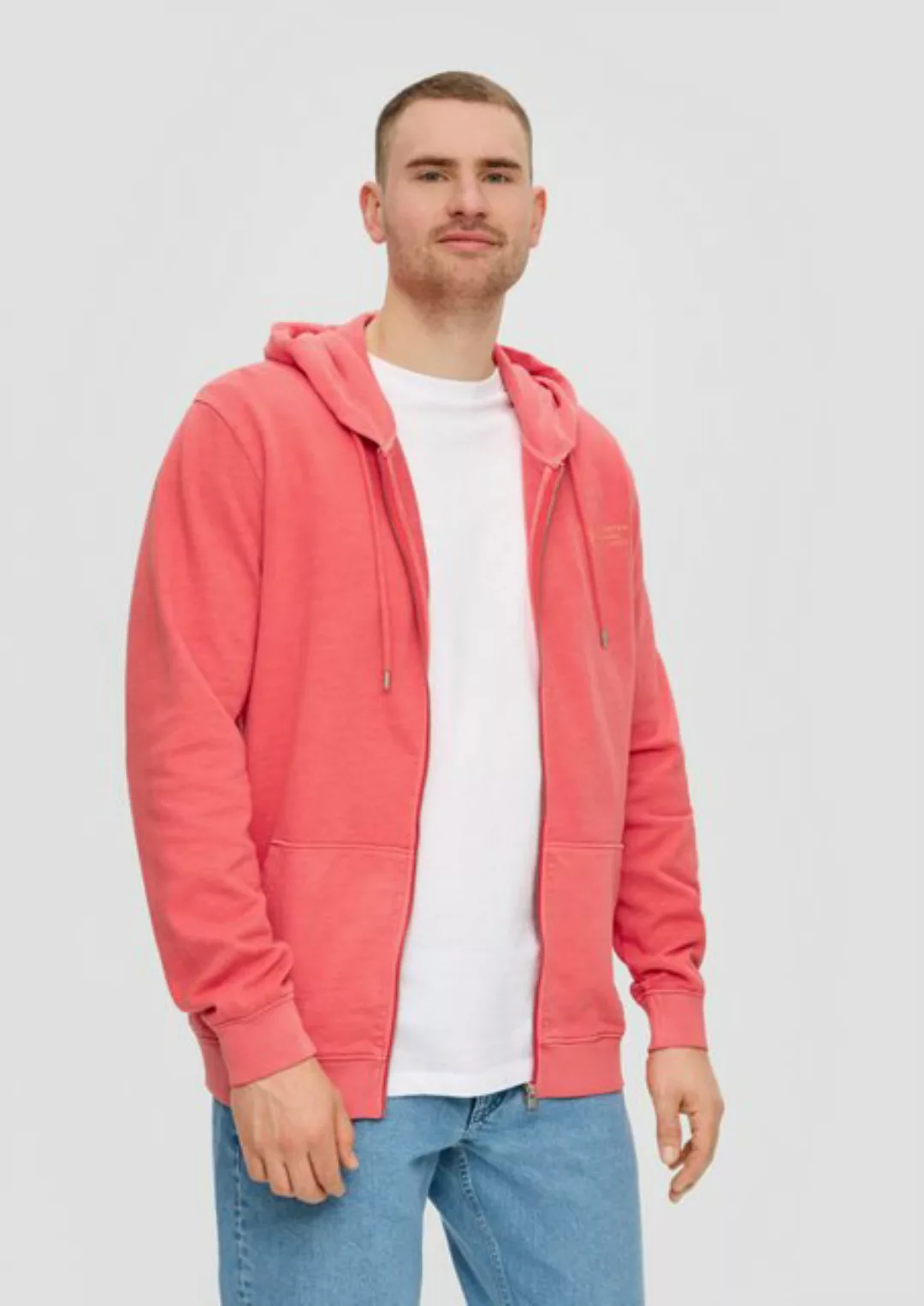 s.Oliver Allwetterjacke Sweatshirtjacke mit Garment Dye und Kapuze Garment günstig online kaufen