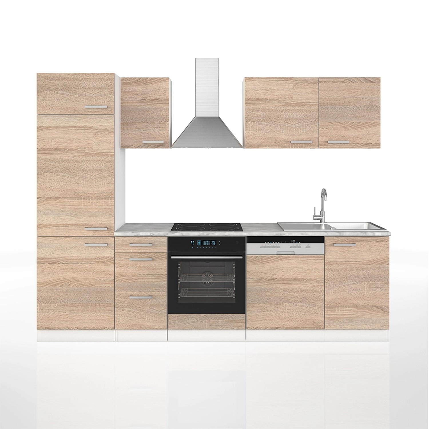 Vicco Küchenzeile Optima, Edelgrau/Weiß, 270 cm günstig online kaufen