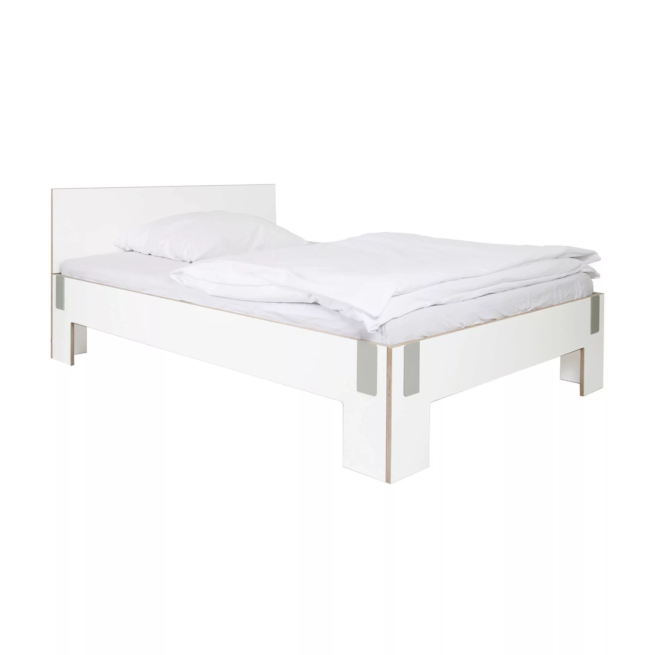 Moormann - Moormann Tagedieb Bett mit Kopfteil 120x200cm - weiß/Klammern St günstig online kaufen