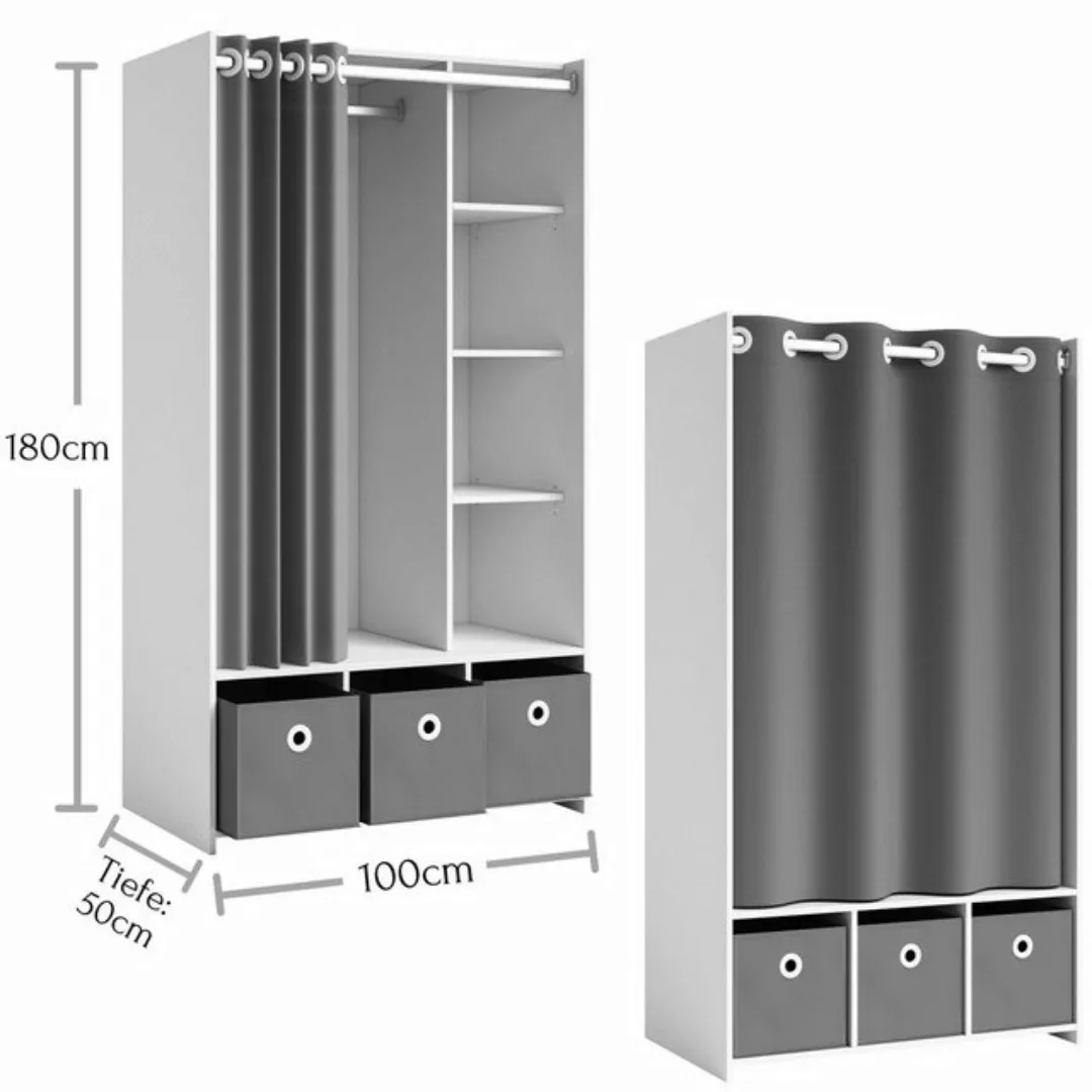 Pol-Power Kleiderschrank 100 x 180 x 50 cm (B/H/T) günstig online kaufen