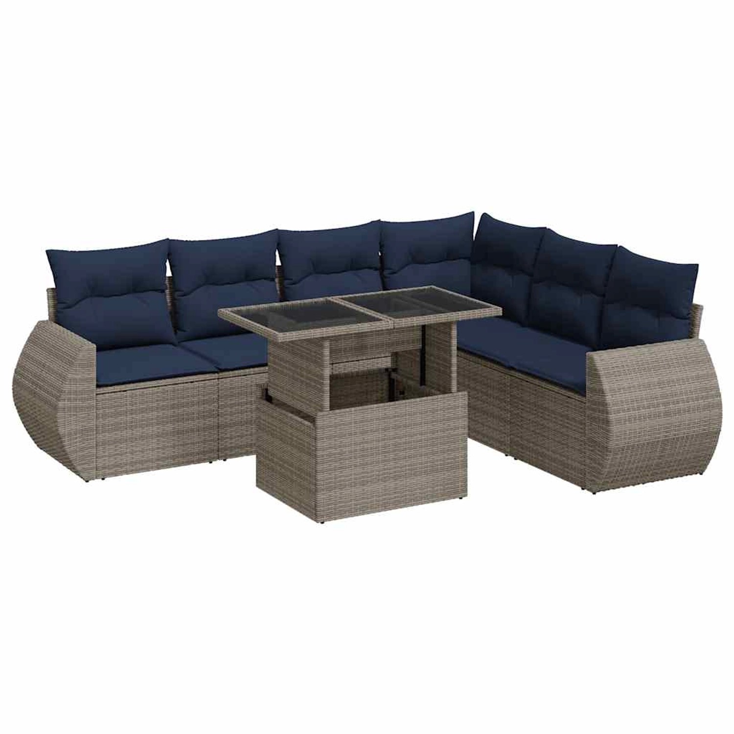 vidaXL 7-Tlg Garten-Sofagarnitur mit Kissen Grau Poly Rattan Akazie 3326652 günstig online kaufen