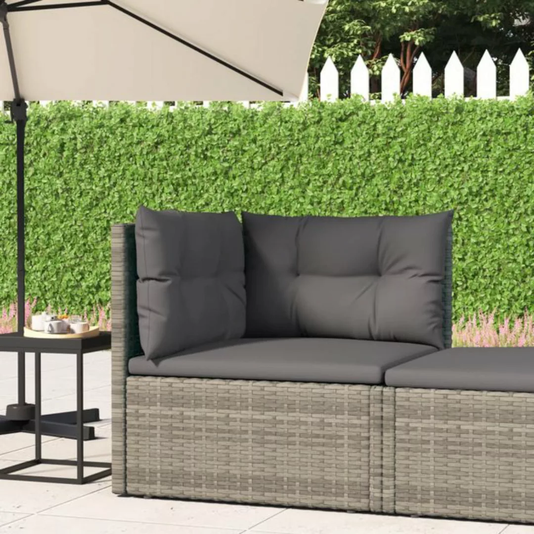 vidaXL Sofaelement Garten-Ecksofa mit Kissen Grau Poly Rattan (1 St) günstig online kaufen