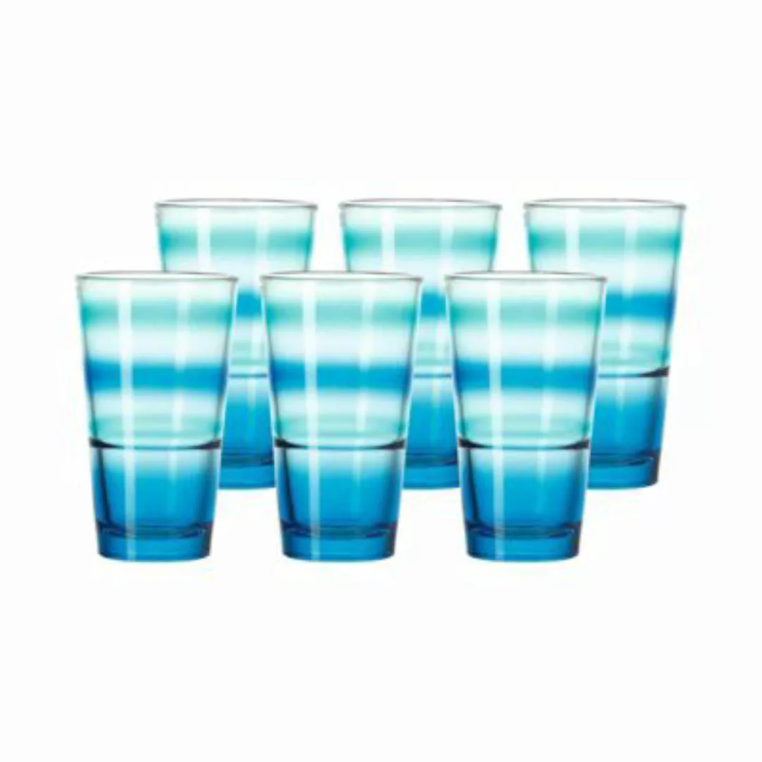 LEONARDO EVENT Trinkglas blau gestreift 330ml 6er Set Trinkgläser günstig online kaufen
