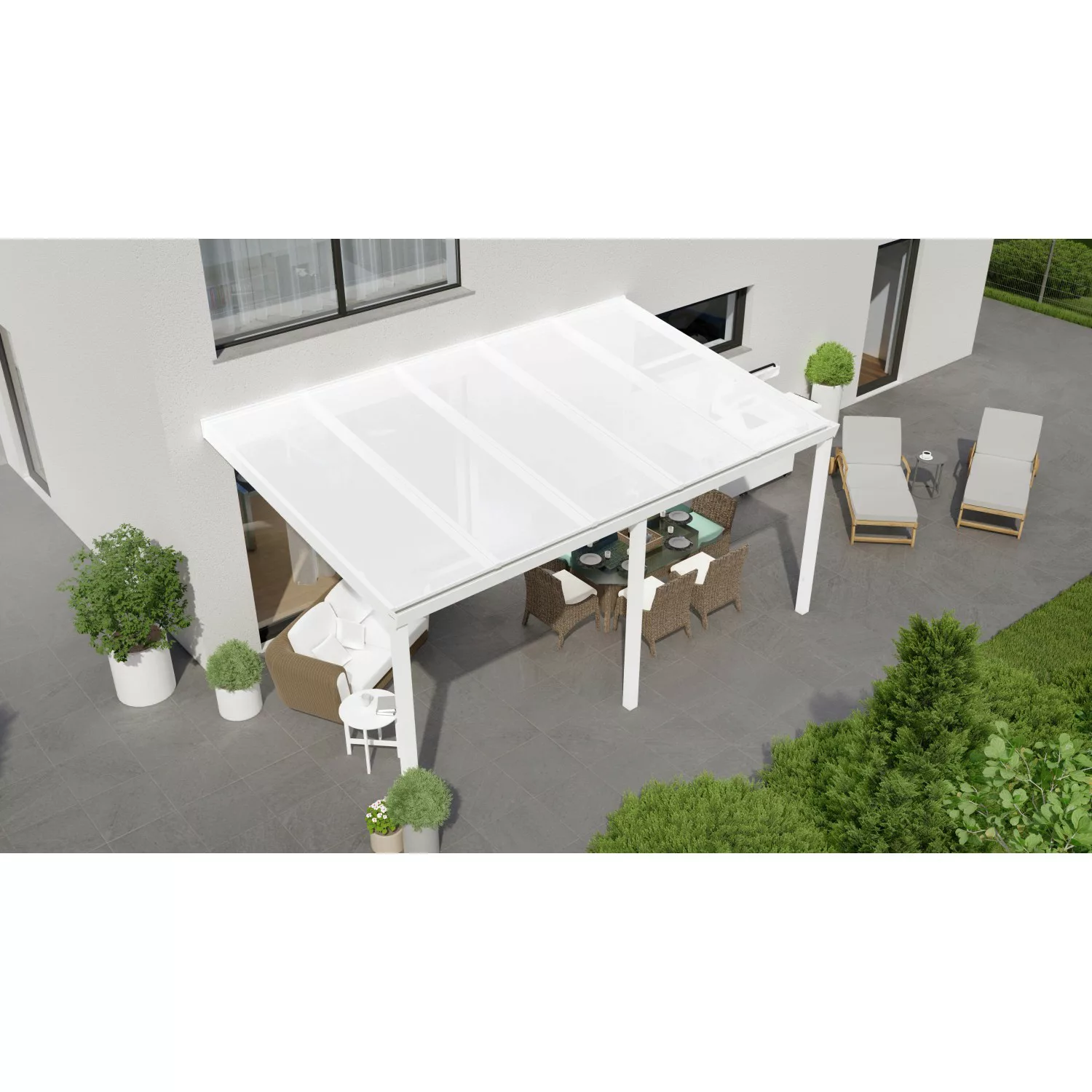 Terrassenüberdachung Professional 500 cm x 350 cm Weiß PC Opal günstig online kaufen