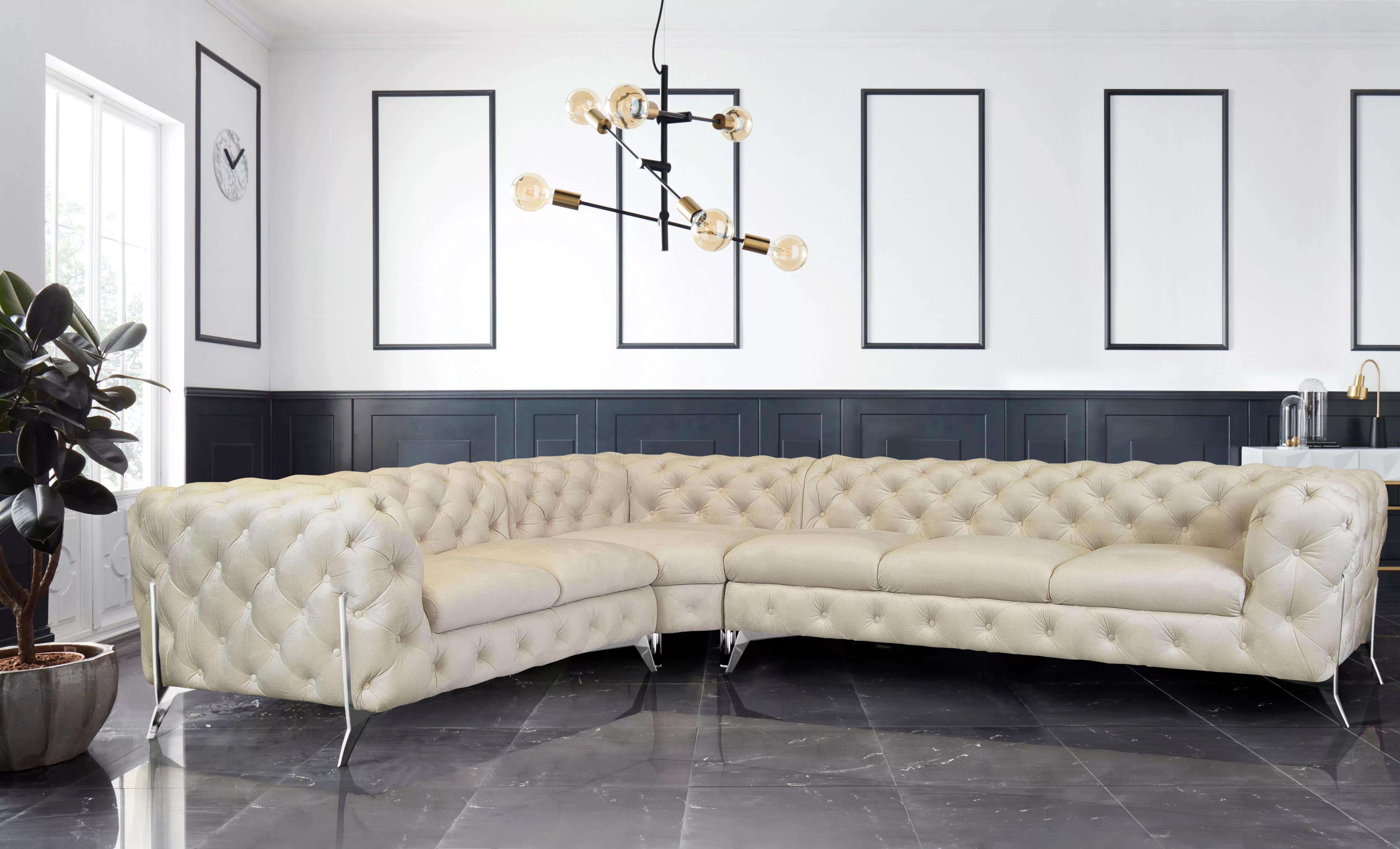 Leonique Chesterfield-Sofa "Amaury L-Form", großes Ecksofa, Chesterfield-Op günstig online kaufen