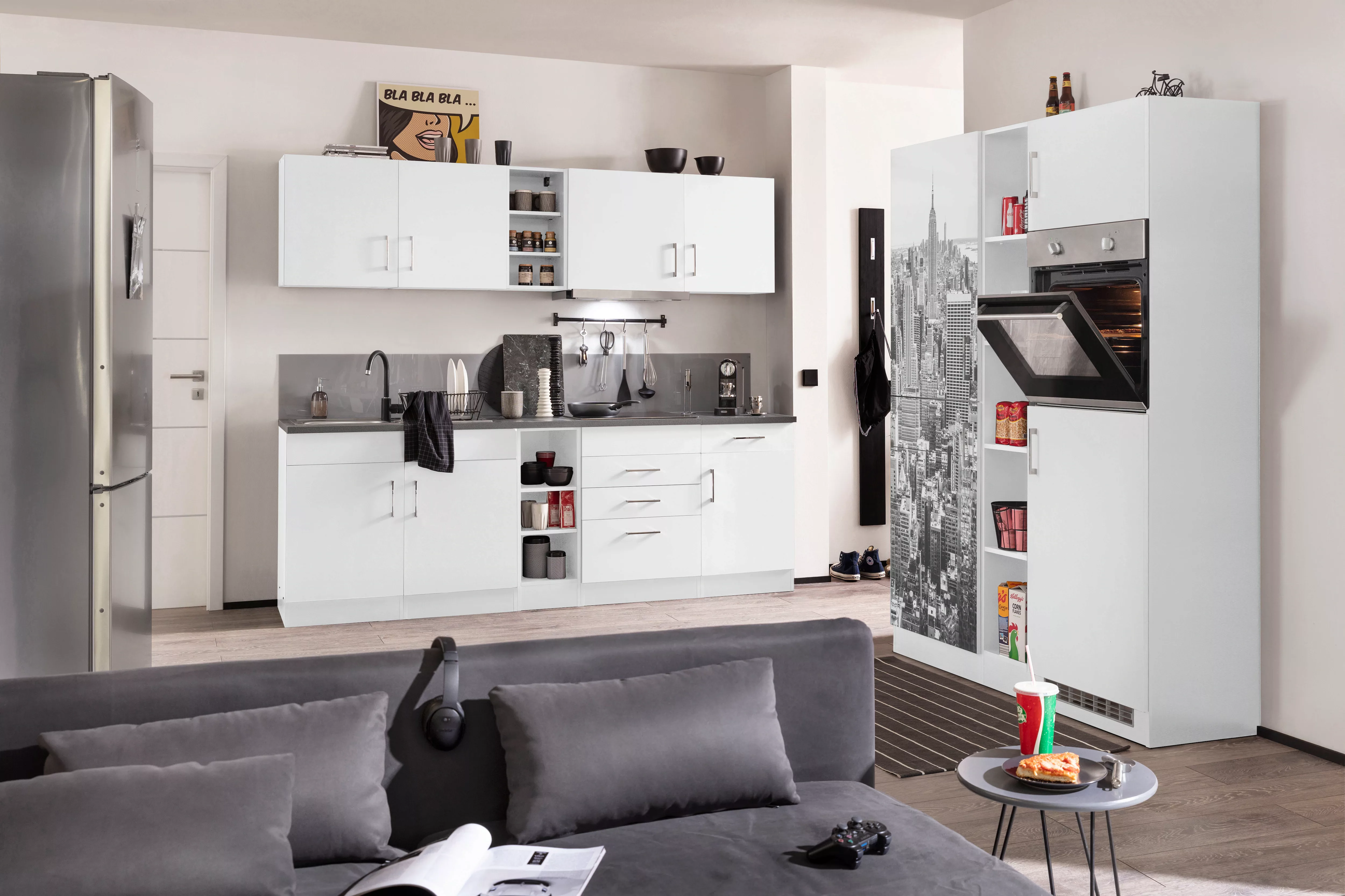 HELD MÖBEL Küchenzeile "Paris", mit E-Geräten, Breite 390 cm günstig online kaufen