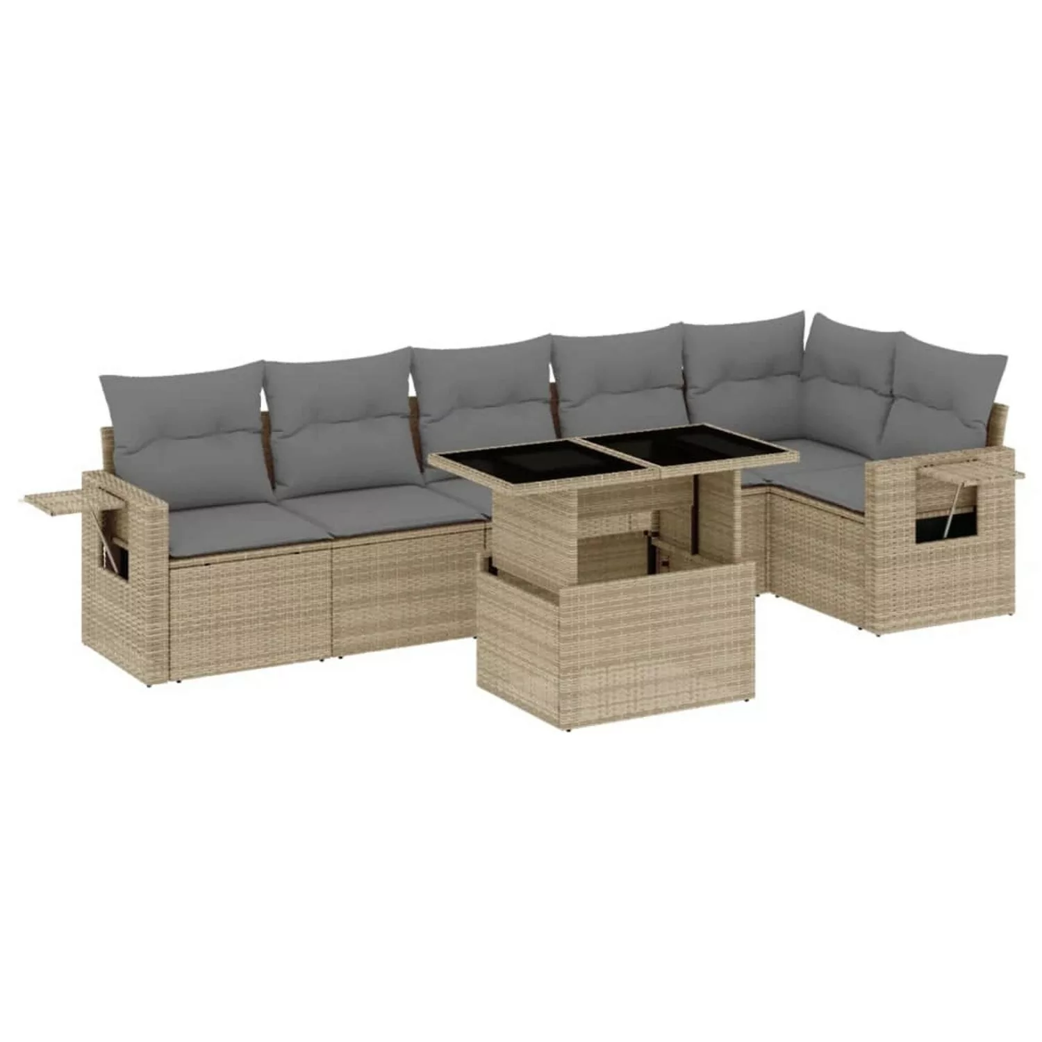 vidaXL 7-tlg Garten-Sofagarnitur mit Kissen Beige Poly Rattan Modell 338 günstig online kaufen