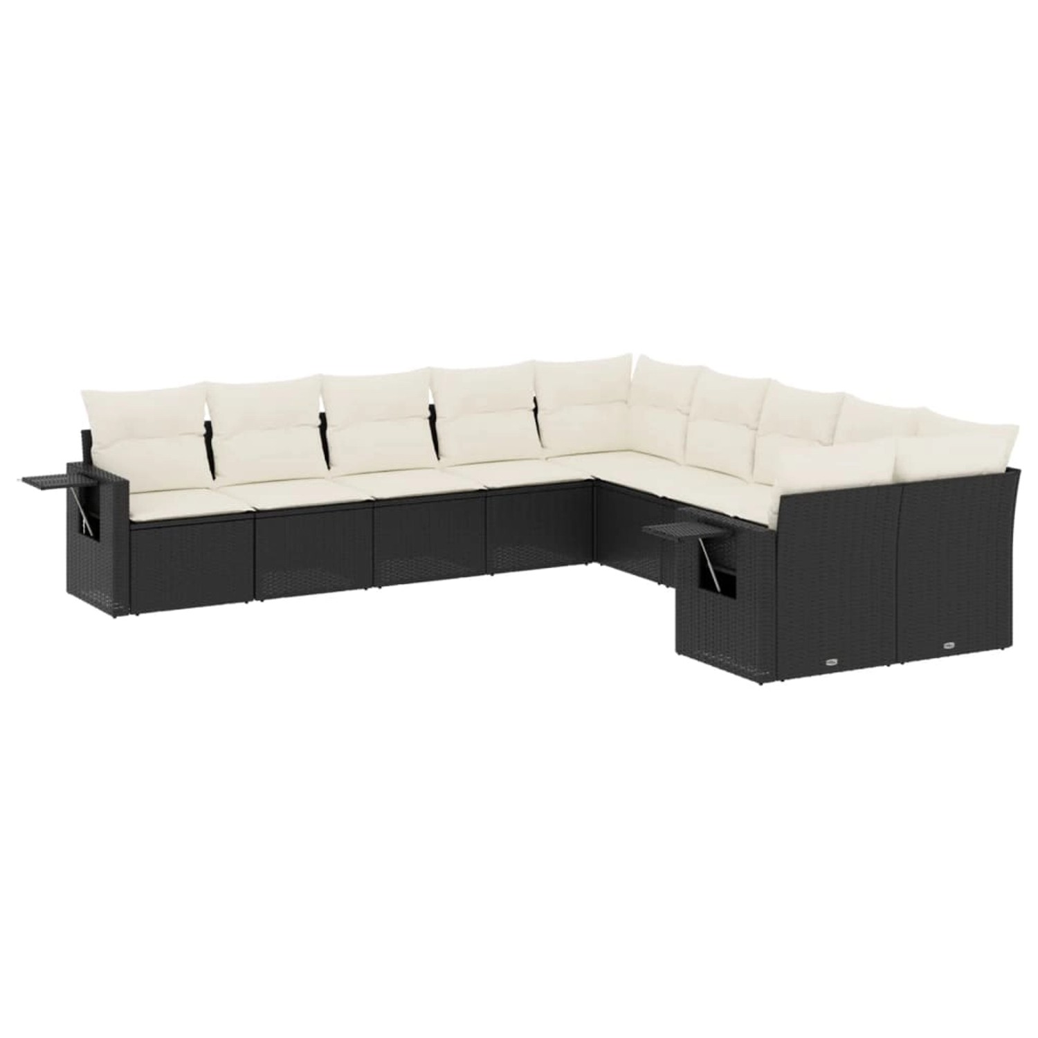 vidaXL 10-Tlg Garten-Sofagarnitur mit Kissen Schwarz Poly Rattan 3253043 günstig online kaufen