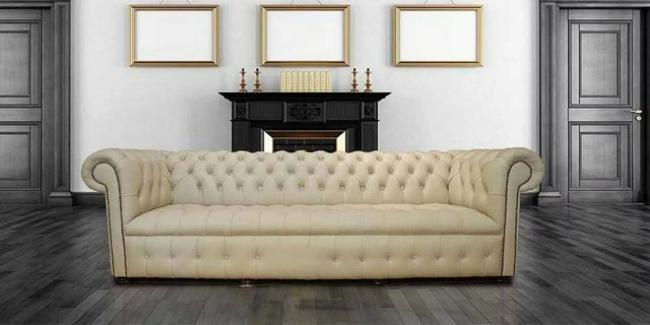 JVmoebel 4-Sitzer Beige Big Sofa Couch Chesterfield 240cm Polster Sofa 4 Si günstig online kaufen