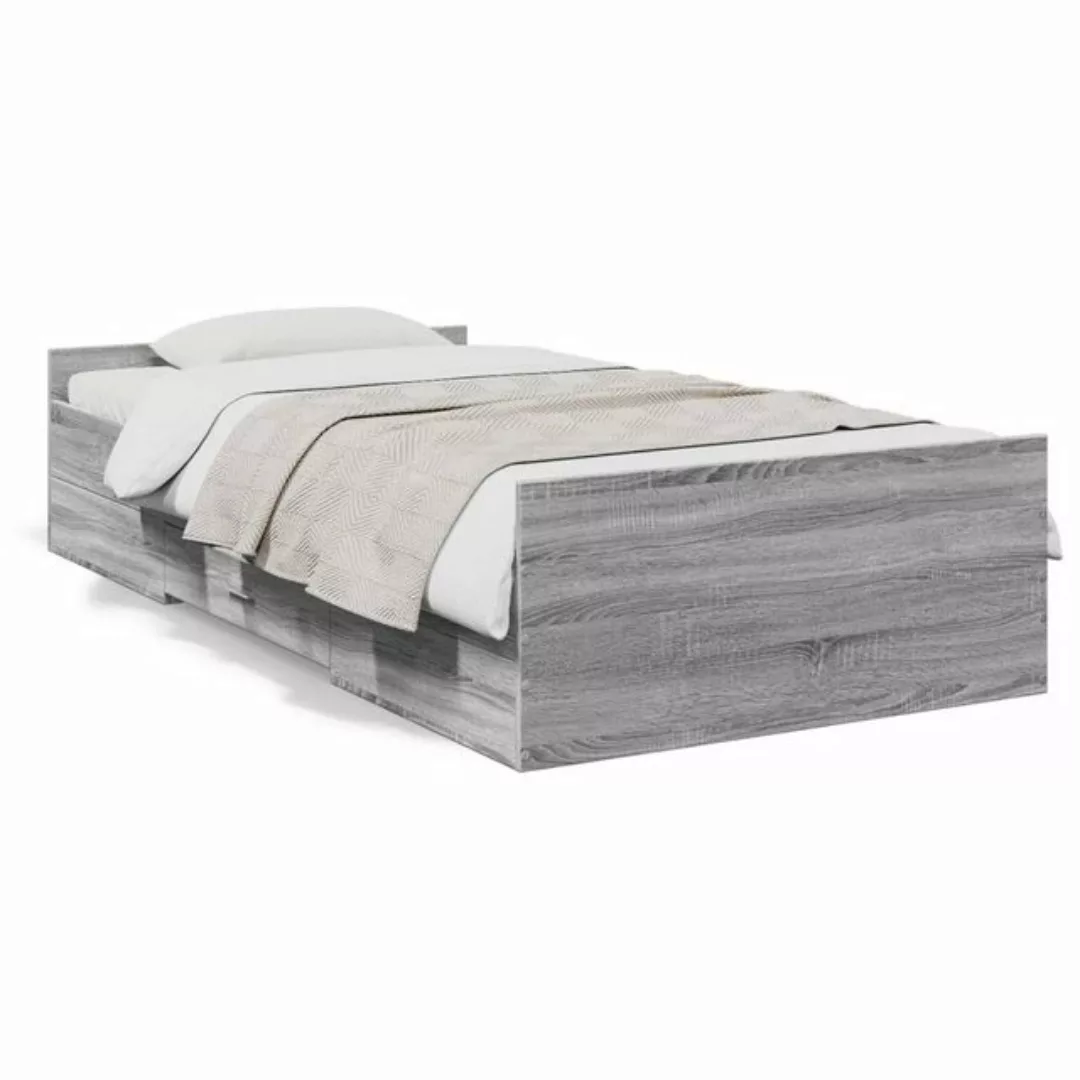 vidaXL Bett Bettgestell mit Schubladen Grau Sonoma 75x190 cm Holzwerkstoff günstig online kaufen