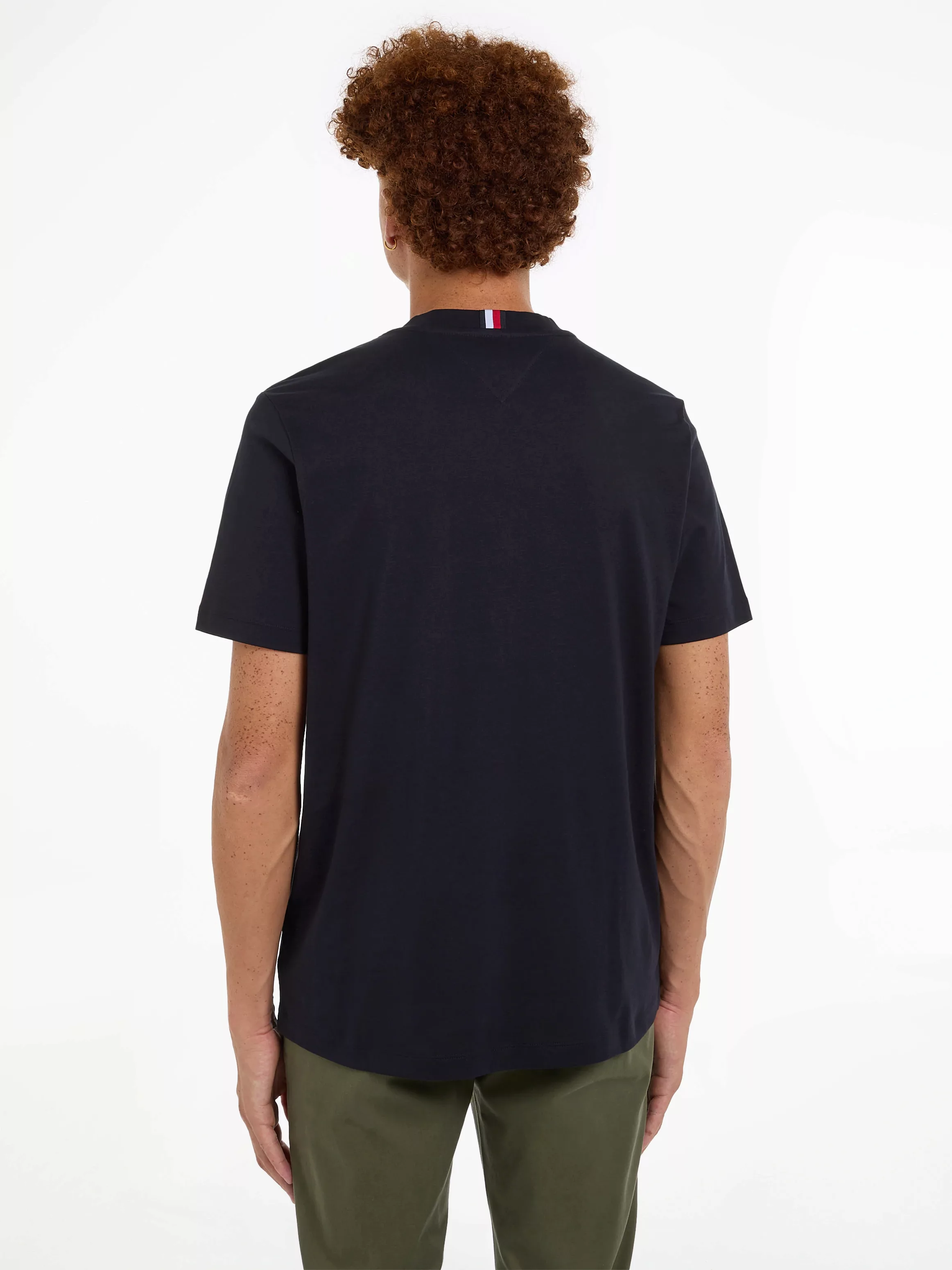 Tommy Hilfiger T-Shirt HILFIGER GLOBAL STRIPE TEE kontrastfarbener Print au günstig online kaufen