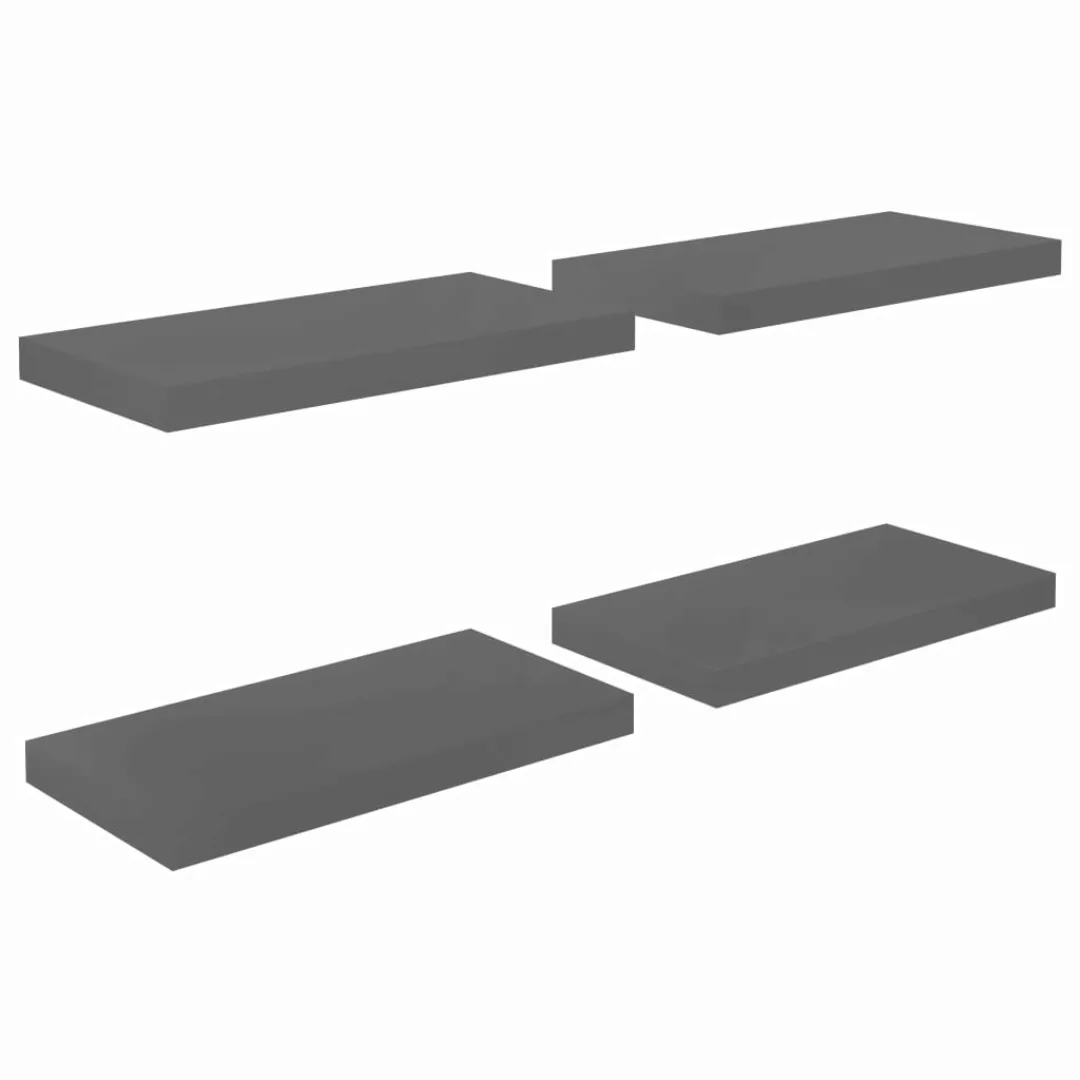 Schwebende Wandregale 4 Stk. Hochglanz-grau 50x23x3,8cm Mdf günstig online kaufen