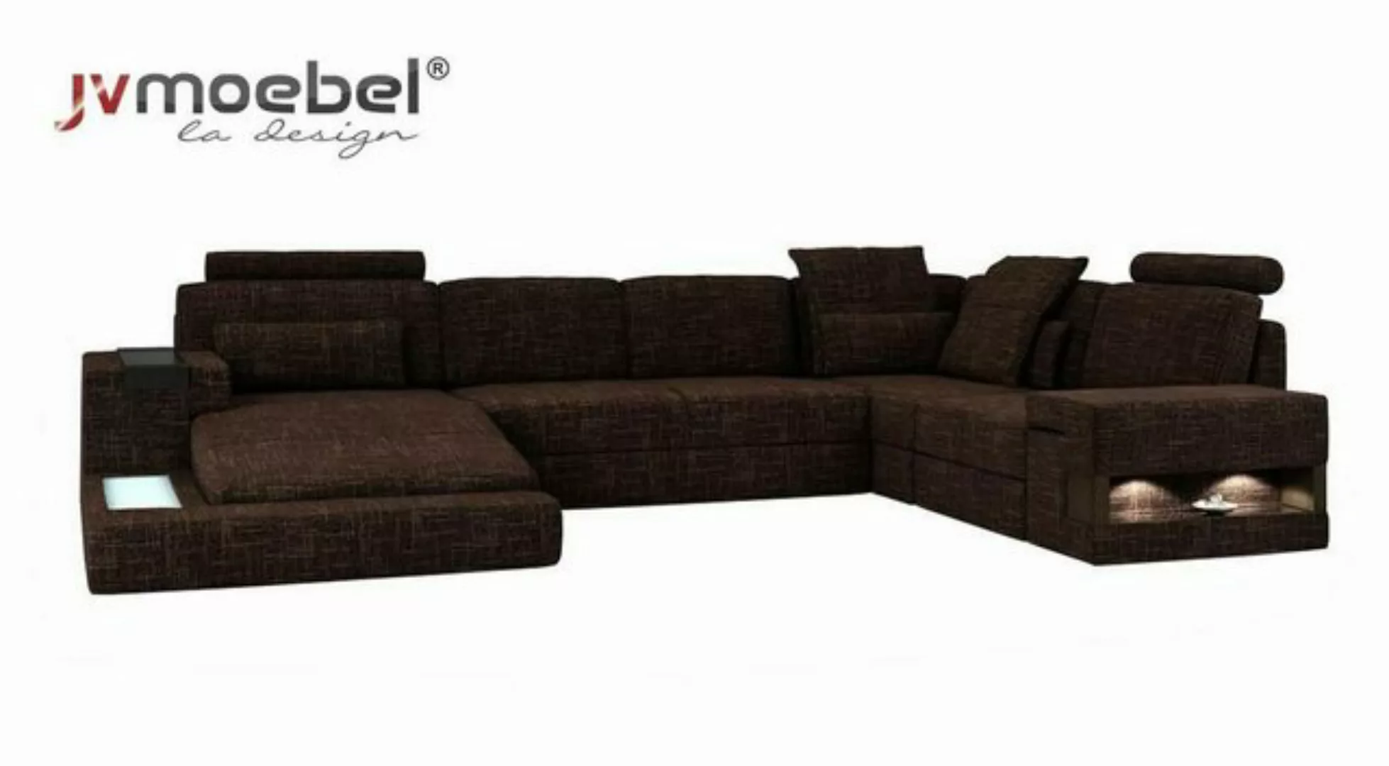 JVmoebel Ecksofa Ecksofa U-Form Moderne Sofa Ledersofa Ecksofa Polster Stof günstig online kaufen