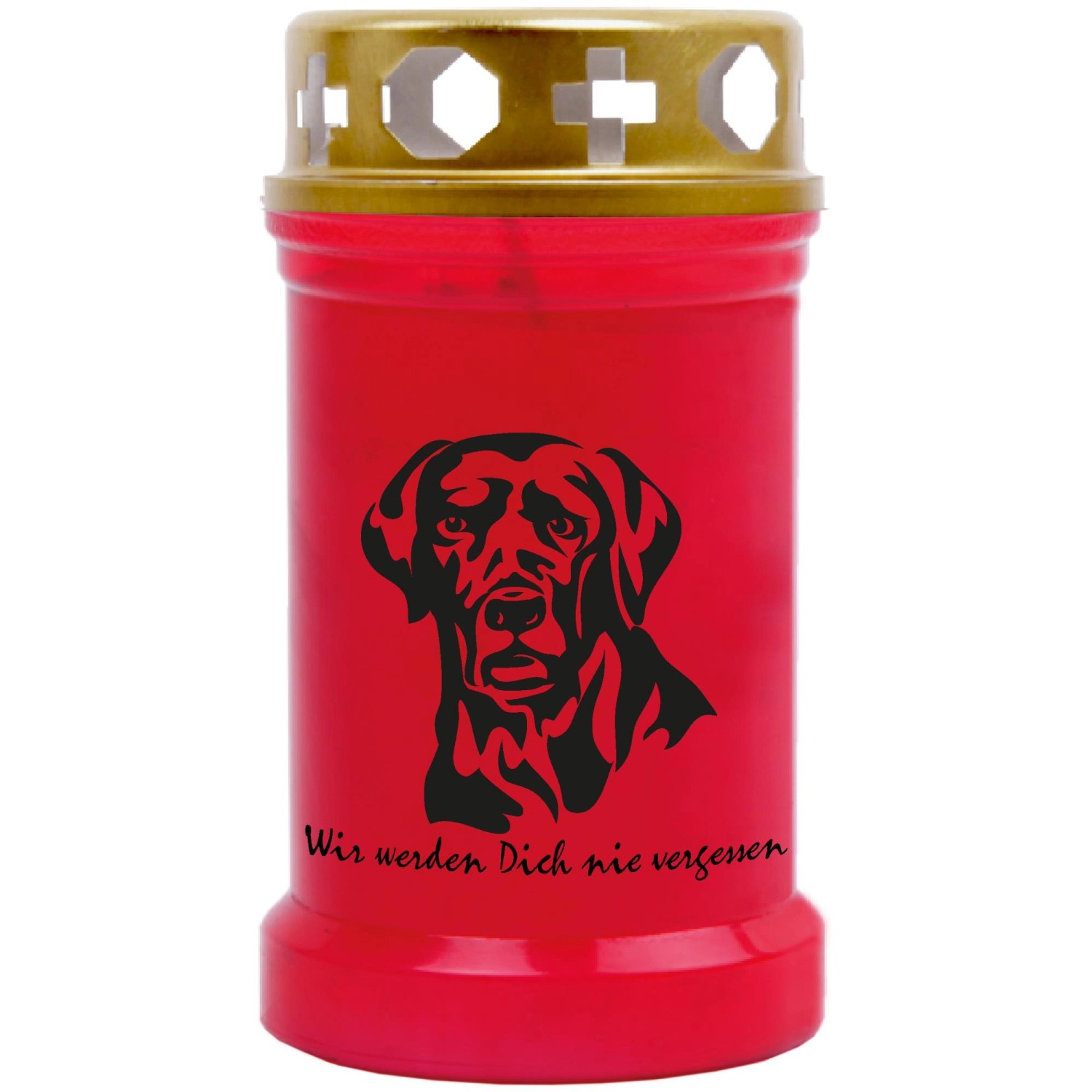 HS Candle Grabkerze Rot 40h Inkl. Deckel Gold Labrador günstig online kaufen